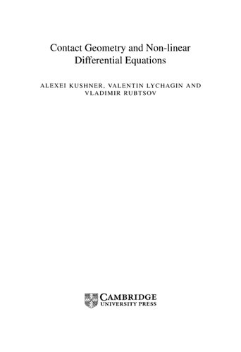 Contact Geometry and Non-linear Differential Equations
