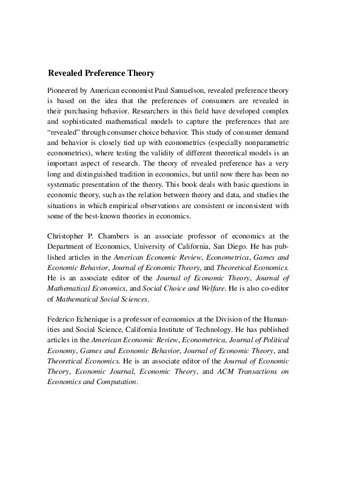 Revealed Preference Theory