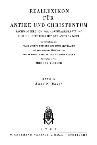 Reallexikon für Antike und Christentum