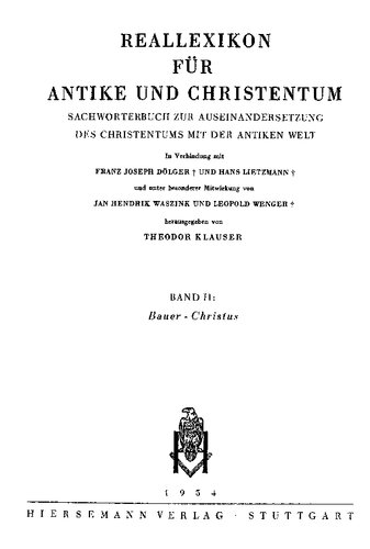 Reallexikon für Antike und Christentum