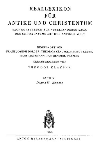 Reallexikon für Antike und Christentum