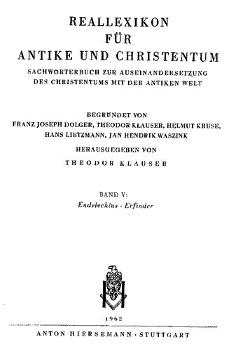 Reallexikon für Antike und Christentum