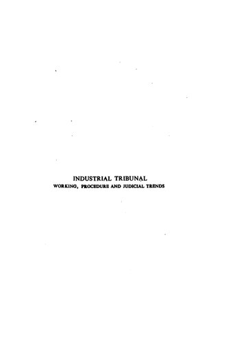 Industrial tribunal : working, procedure, and judicial trends