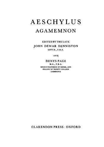 Aeschylus: Agamemnon