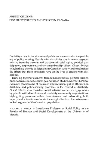 Absent Citizens: Disability Politics and Policy in Canada