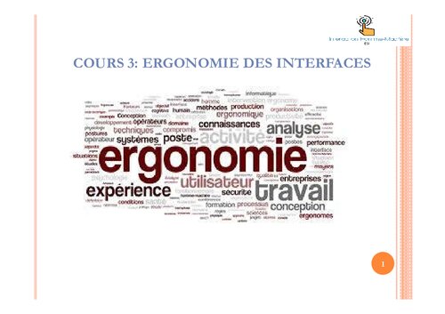 COURS 3: ERGONOMIE DES INTERFACES