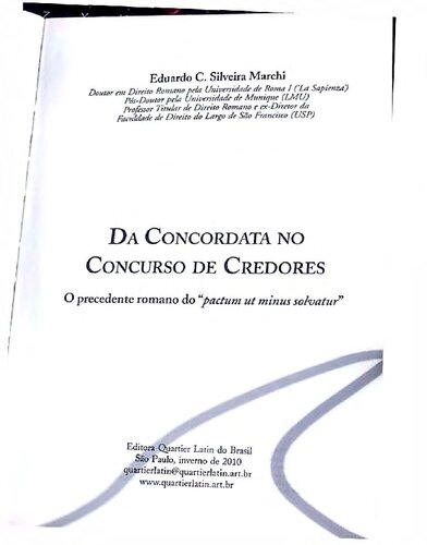 Da Concordata no Concurso de Credores. O Precedente Romano do Pactum Ut Minus Solvatur
