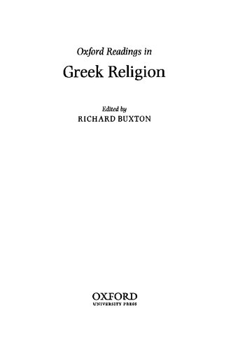 Oxford Readings in Greek Religion