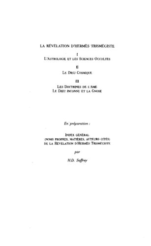 La révélation d'Hermès Trismégiste. III  Les doctrines de l'Ame