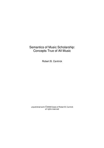 Semantics of Music Scholarship: Concepts True of All Music