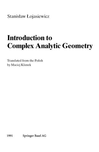 Introduction to Complex Analytic Geometry