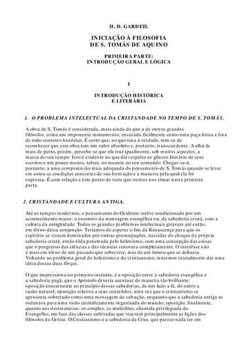 Iniciação à Filosofia de S. Tomás de Aquino