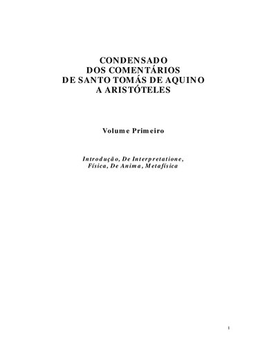 Condensado dos Comentários de S. Tomás de Aquino a Aristóteles
