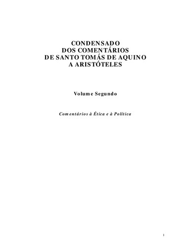 Condensado dos Comentários de S. Tomás de Aquino a Aristóteles