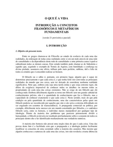 O que é a Vida? Introdução a Conceitos Filosóficos e Metafísicos Fundamentais