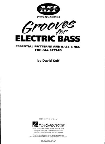 Grooves for Electric Bass: Private Lessons Series