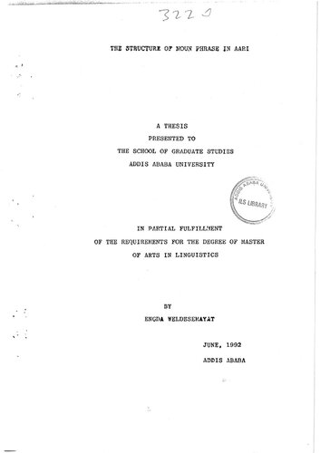 The structure of noun phrase in Aari