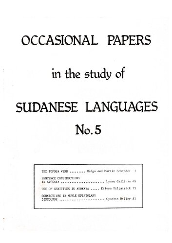 Occasional Papers in the Study of Sudanese Languages. No. 5