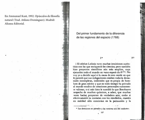 Del primer fundamento de la diferencia de las regiones del espacio