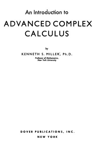 Introduction to advanced complex calculus