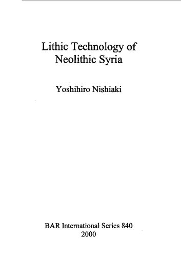 Lithic Technology of Neolithic Syria
