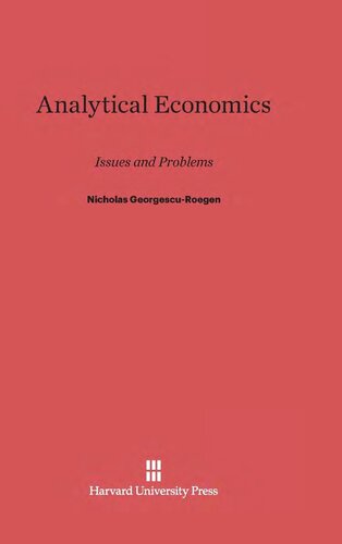 Analytical Economics: Issues and Problems
