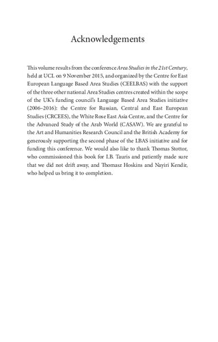 The Rebirth of Area Studies: Challenges for History, Politics and International Relations in the 21st Century
