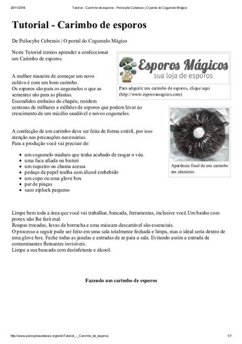 Tutorial - Carimbos de esporos psilocybe cubensis, cogumelo mágico