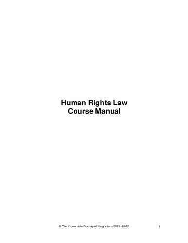 Human Rights Law Course Manual