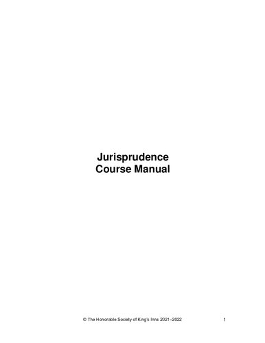 Jurisprudence Course Manual