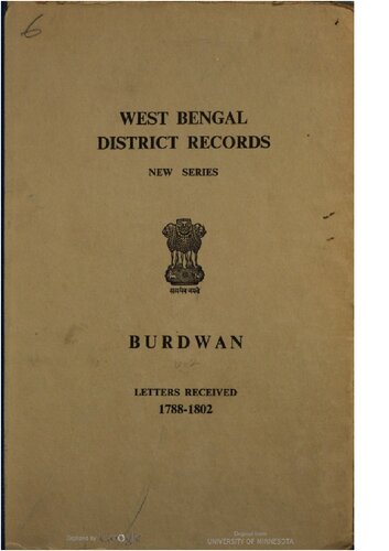 BURDWAN - LETTERS RECEIVED 1788-1802.