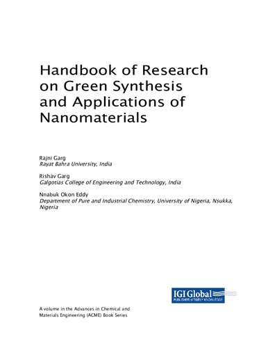 Handbook of Research on Green Synthesis and Applications of Nanomaterials