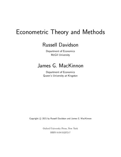 Econometric Theory and Methods