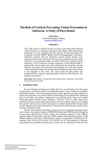 The Role of Youth in Preventing Violent Extremism in Indonesia. A Study of Duta Damai