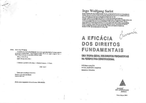 A eficácia dos direitos fundamentais : uma teoria geral dos direitos fundamentais na perspectiva constitucional