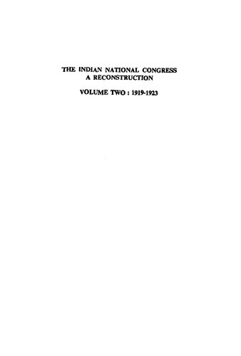 The Indian National Congress : a reconstruction. Volume 2: 1919-1923