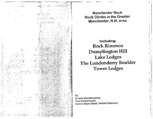 Manchester Rock: Rock Climbs in the Greater Manchester, N.H. area