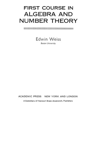 First course in algebra and number theory