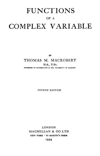 Functions of a complex variable