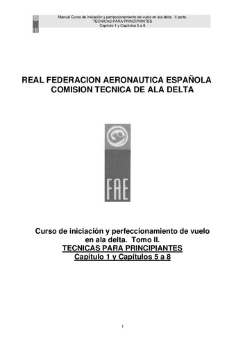 Manual Curso de iniciación y perfeccionamiento de vuelo en ala delta. II parte. TECNICAS PARA PRINCIPIANTES