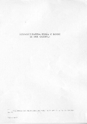 Dževdet pašina pisma o Bosni iz 1864. godine