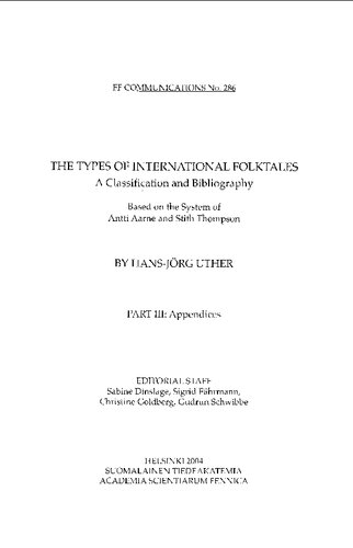 The Types of International Folktales: A Classification and Bibliography