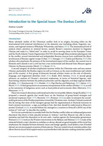 Nationalities Papers  The Donbas Conflict