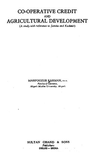 Co-operative credit and agricultural development : a study with reference to Jammu and Kashmir