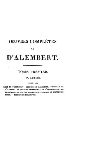 Oeuvres, Tome premier