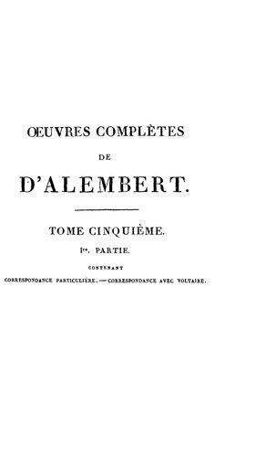 Oeuvres. Tome Cinquième, Ier Partie