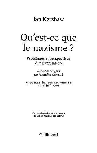 Qu'est-ce que le nazisme? Problèmes et perspectives d'interprétation