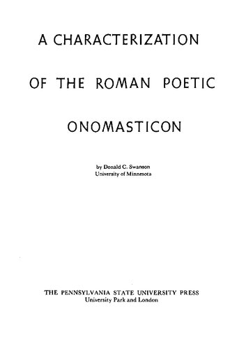 A Characterization of the Roman Poetic Onomasticon
