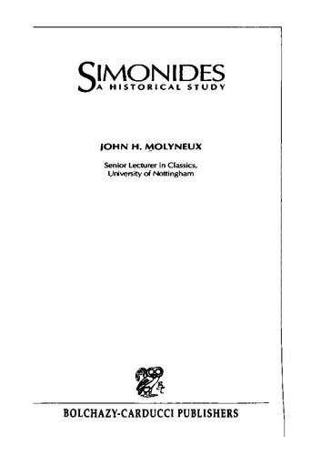 Simonides: A Historical Study