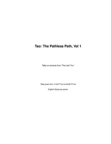 Tao. The Pathless Path by Osho Vol 1